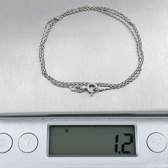 Vintage Italy CI Sterling Silver 925 1.0mm Cable Chain Necklace 18" - Picture 3 of 3